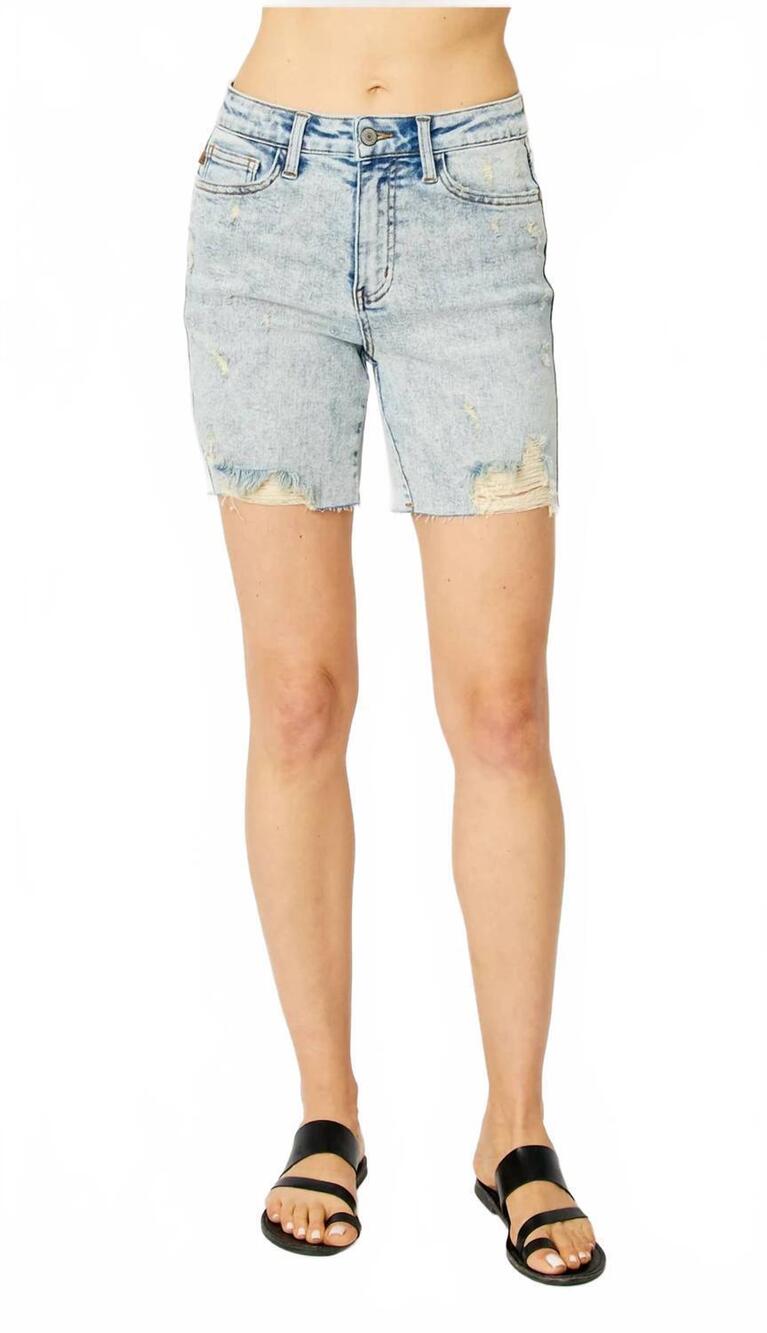 NEW JUDY BLUE high waisted destroy bf shorts in mineral washed